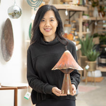 Load image into Gallery viewer, Terracotta Metal Mushroom Statuary, 12.5in