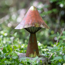 Load image into Gallery viewer, Terracotta Metal Mushroom Statuary, 12.5in