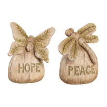 Load image into Gallery viewer, Hope/Peace Greenery Stone Decor, 8in, 2 Styles