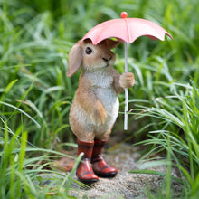 Load image into Gallery viewer, Polyresin Rainy Day Rabbit Statue, 9in