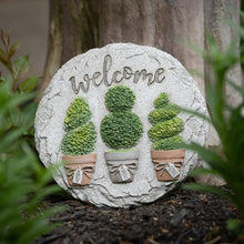 Load image into Gallery viewer, Topiary &quot;Welcome&quot; Garden Stone, 10in
