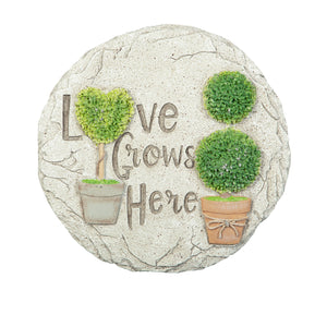 Topiary "Love Grows Here" Garden Stone, 10in