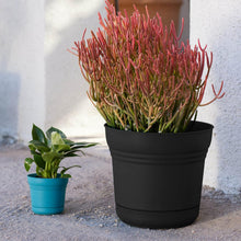 Load image into Gallery viewer, Planter, 12in, Saturn with Saucer, Black
