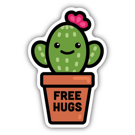 Free Hugs Cactus Sticker, 3in