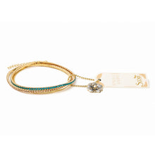 Load image into Gallery viewer, Scout S&S Bracelet Trio, Caribbean Blue Opal/Gold