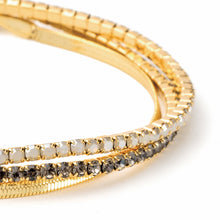 Load image into Gallery viewer, Scout S&S Bracelet Trio, Light Gray Opal/Gold