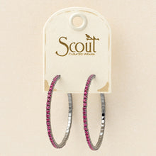 Load image into Gallery viewer, Scout S&S Large Hoop Earrings, Fuchsia/Gun Metal
