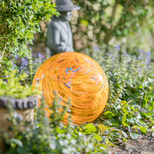 Load image into Gallery viewer, Gazing Ball, Yellow Swirl, 10in
