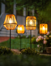 Load image into Gallery viewer, Solar Garden Stakes, Faux Rattan 4 Asst