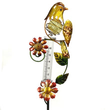 Load image into Gallery viewer, Solar Stake with Rain Gauge, Metal Bird 2 Asst