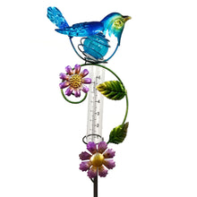 Load image into Gallery viewer, Solar Stake with Rain Gauge, Metal Bird 2 Asst
