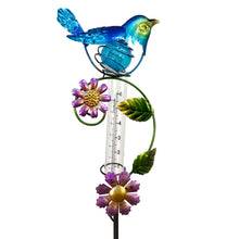 Load image into Gallery viewer, Solar Stake with Rain Gauge, Metal Bird 2 Asst