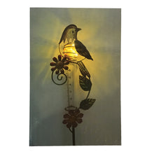 Load image into Gallery viewer, Solar Stake with Rain Gauge, Metal Bird 2 Asst