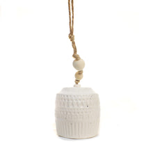Load image into Gallery viewer, Stoneware Bell, White w/ Wood Bead 2 Asst