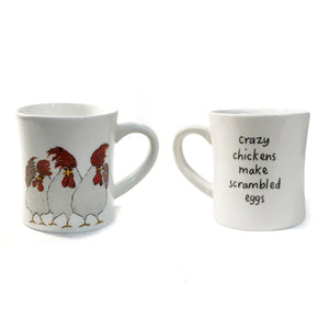 Chicken Saying Stoneware Mug, 2 Asst