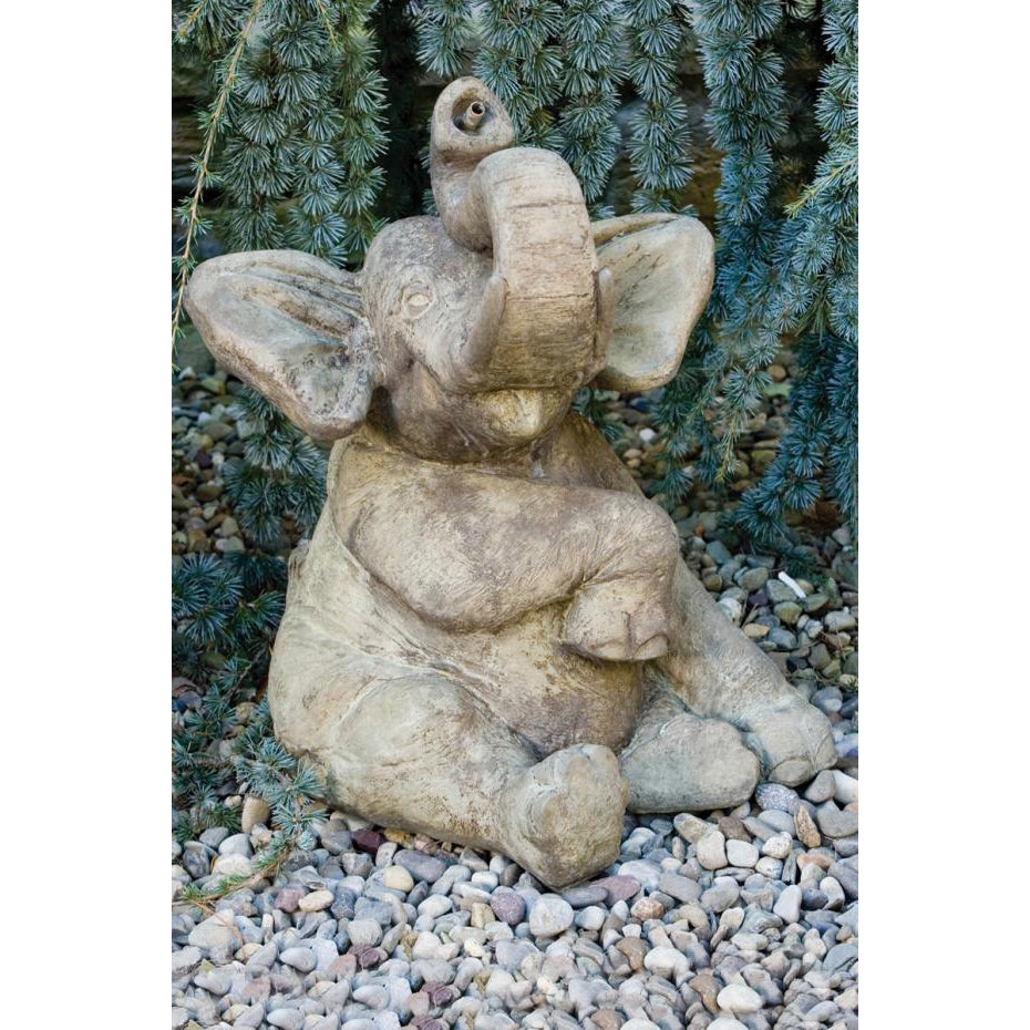 Sitting Elephant 20in Plumbed Statue