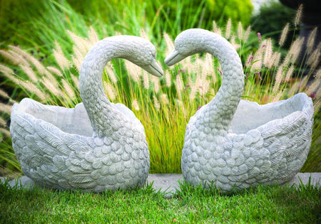 Heart Swan Cement Planter, Left