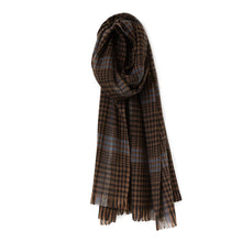 Load image into Gallery viewer, Large Plaid Scarf, Black, Beige, and Blue