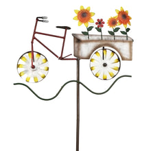 Load image into Gallery viewer, Bike Wagon Metal Spinner Garden Stake, 38in
