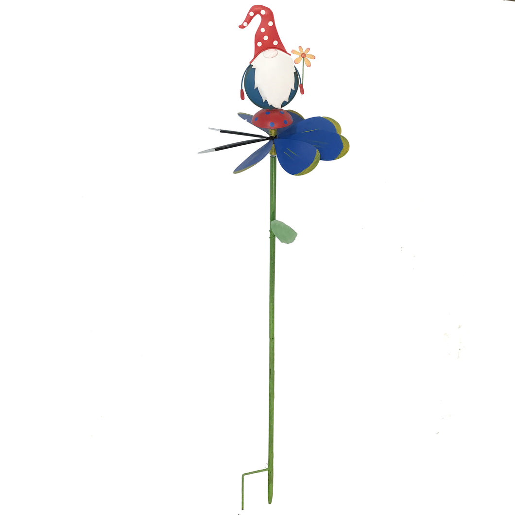 Red Hat Gnome Spinner Garden Stake
