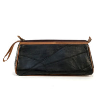 Load image into Gallery viewer, Black &amp; Grey Leather Toiletry Bag

