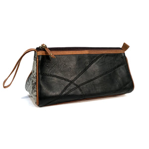 Black & Grey Leather Toiletry Bag