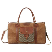 Load image into Gallery viewer, Camel & Herringbone Duffel Bag