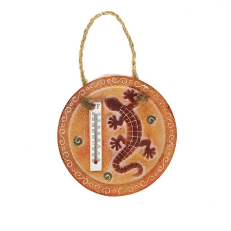 Lizard Terracotta Hanging Thermometer