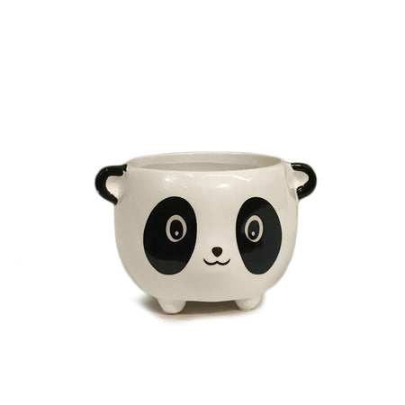 Pot, 4in, Ceramic, Dolomite, Panda Face, White