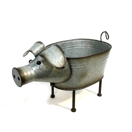 Planter, Metal, Pig w/ Stand Large