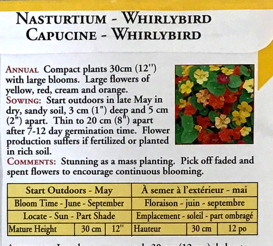 Nasturtium - Whirlybird Seeds, OSC