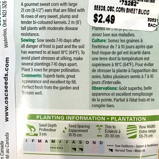 Corn - Sweet Bilicious Seeds, OSC