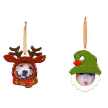 Load image into Gallery viewer, Ceramic Picture Frame Xmas Ornament, 2 Asst