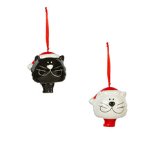Load image into Gallery viewer, Ceramic Xmas Cat Ornaments, 2 Asst