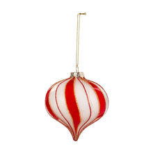 Load image into Gallery viewer, Glass Candy Striped Ornament, 2 Asst