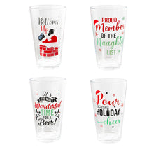 Load image into Gallery viewer, Christmas Pint Glasses, 15oz, 4 Asst
