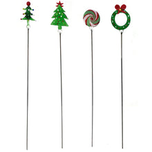 Load image into Gallery viewer, Glass Christmas Plant Picks, 4 Asst