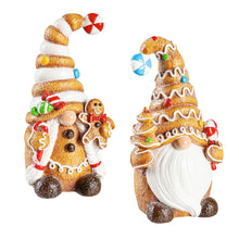 Load image into Gallery viewer, Gingerbread Gnome Table Decor, 7in, 2 Asst