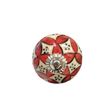 Load image into Gallery viewer, Tranquillo Furniture Knob, White w/Red Flower

