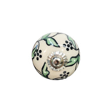 Load image into Gallery viewer, Tranquillo Furniture Knob, White w/Green Leaves
