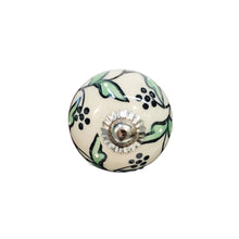 Load image into Gallery viewer, Tranquillo Furniture Knob, White w/Green Leaves