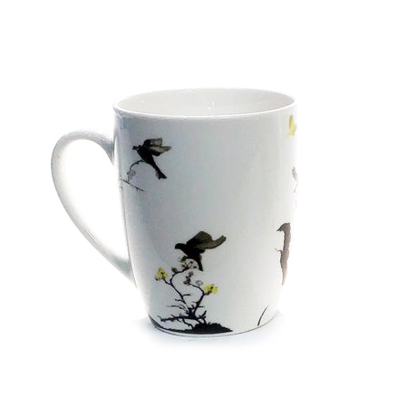 Bird Flock White Ceramic Mug, 2 Asst