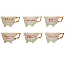 Load image into Gallery viewer, ROUND 6OZ. STONEWARE FOOTED TEACUP w/ HOLI