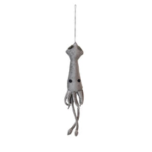 Load image into Gallery viewer, Cotton Velvet Squid Ornament; Grey