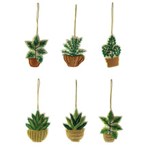 Load image into Gallery viewer, Cotton & Glass Beaded Potted Plant Ornament w/ Emb