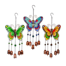 Load image into Gallery viewer, Glass Butterfly Wind Chime With Bells 3 Assorted