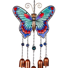 Load image into Gallery viewer, Glass Butterfly Wind Chime With Bells 3 Assorted