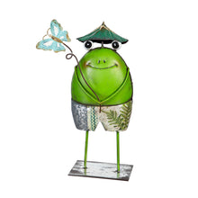 Load image into Gallery viewer, Metal Wondering Frog Statue 13in, 2 Assorted