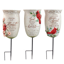 Load image into Gallery viewer, Cardinal Vase Garden Stake, 3 Asst