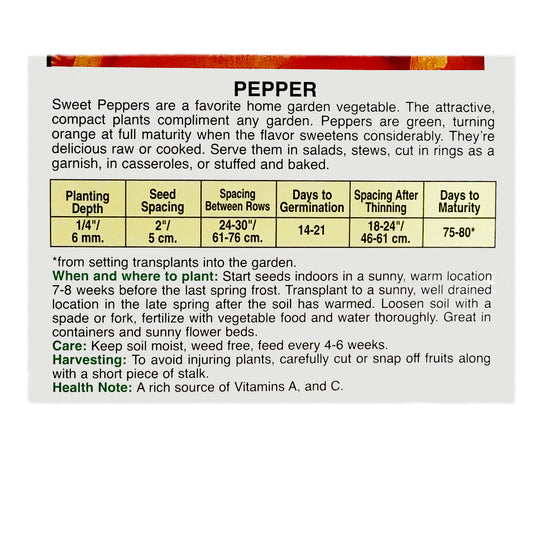 Pepper - Orange Sun Seeds, OSC